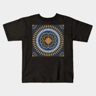 Navy and Mustard Mandala Kids T-Shirt